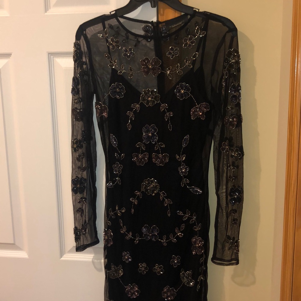 Rhinestone black mini formal dress